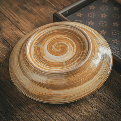 CERELITH 8.4inch Retro Coarse Pottery Plate Ceramic Plate Vegetable Plate Salad Plate Retro Tableware Dessert Plate