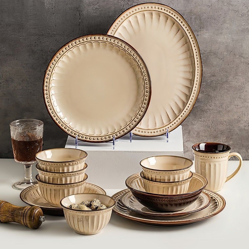 Cerelith Retro Medieval Tableware Dinnerware Set Ceramic Tableware Set