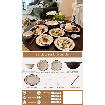 Cerelith Retro Medieval Tableware Dinnerware Set Ceramic Tableware Set