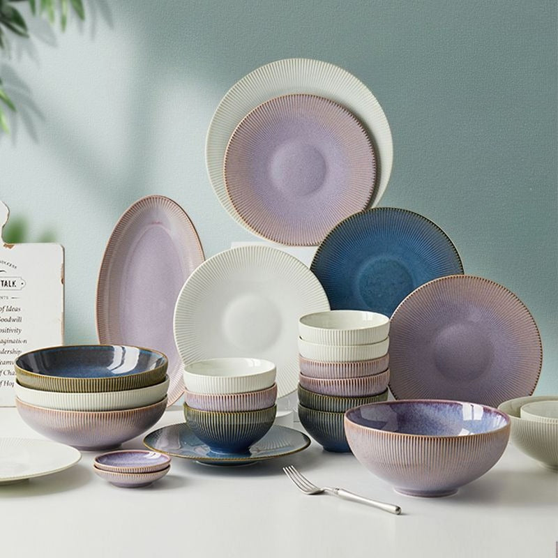 Cerelith Underglaze Color Ceramic Tableware Set, Beautiful Plates and Bowls Sets