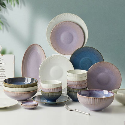 Cerelith Underglaze Color Ceramic Tableware Set, Beautiful Plates and Bowls Sets