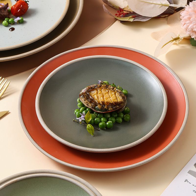 Cerelith Simple Minimalist Style Ceramic Flat Plate for Steak Pasta Flat Plate Fruit Plate