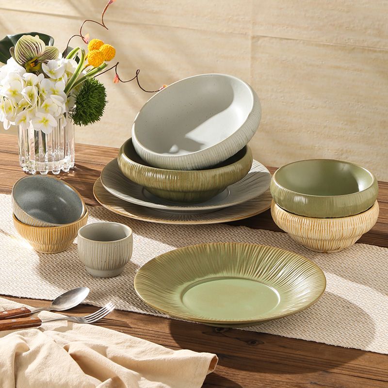 Cerelith Vintage Embossed Striped Dishes