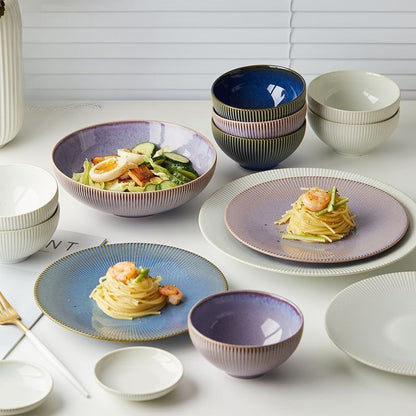 Cerelith Underglaze Color Ceramic Tableware Set, Beautiful Plates and Bowls Sets