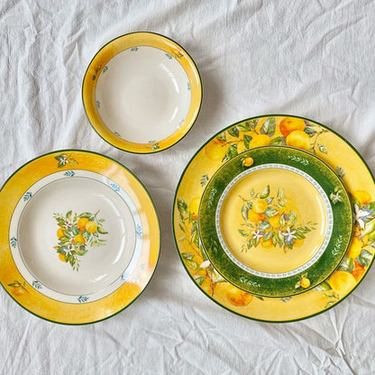 Cerelith Lemon Ceramic Plates Steak Pasta Plate Yogurt Bowl Salad Plate