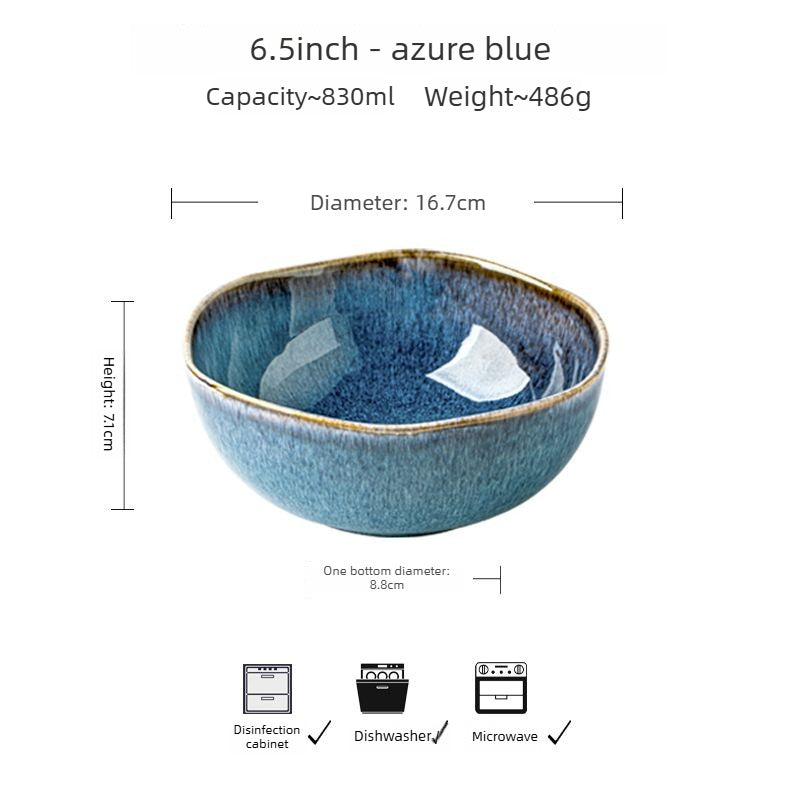Cerelith 6.5inch Azure Blue Ceramic Bowls Vegetable Plate Salad Plate