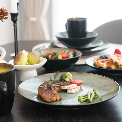 Cerelith Green Kiln-transformed Ceramic Dinnerware Dishes Set
