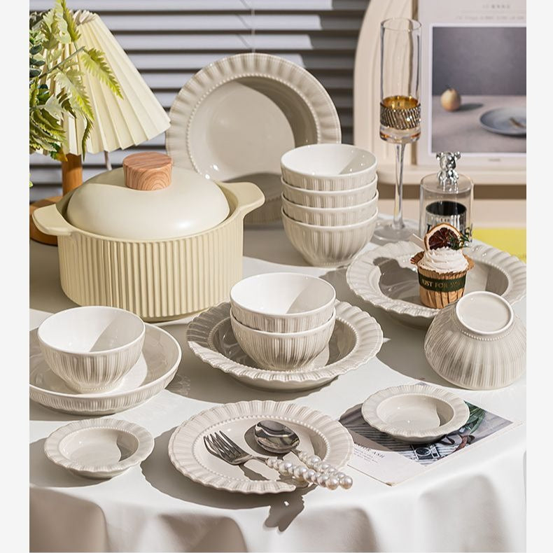 Cerelith dinnerware shell-shaped cream wind set