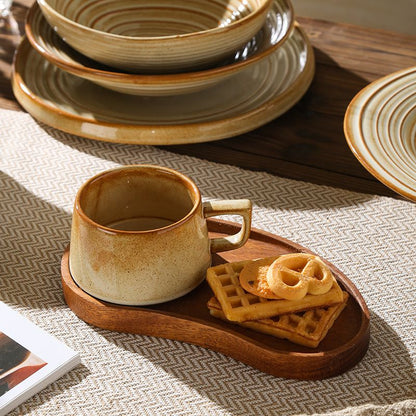 Cerelith Dinnerware Vintage Ceramic Striped Brown Set