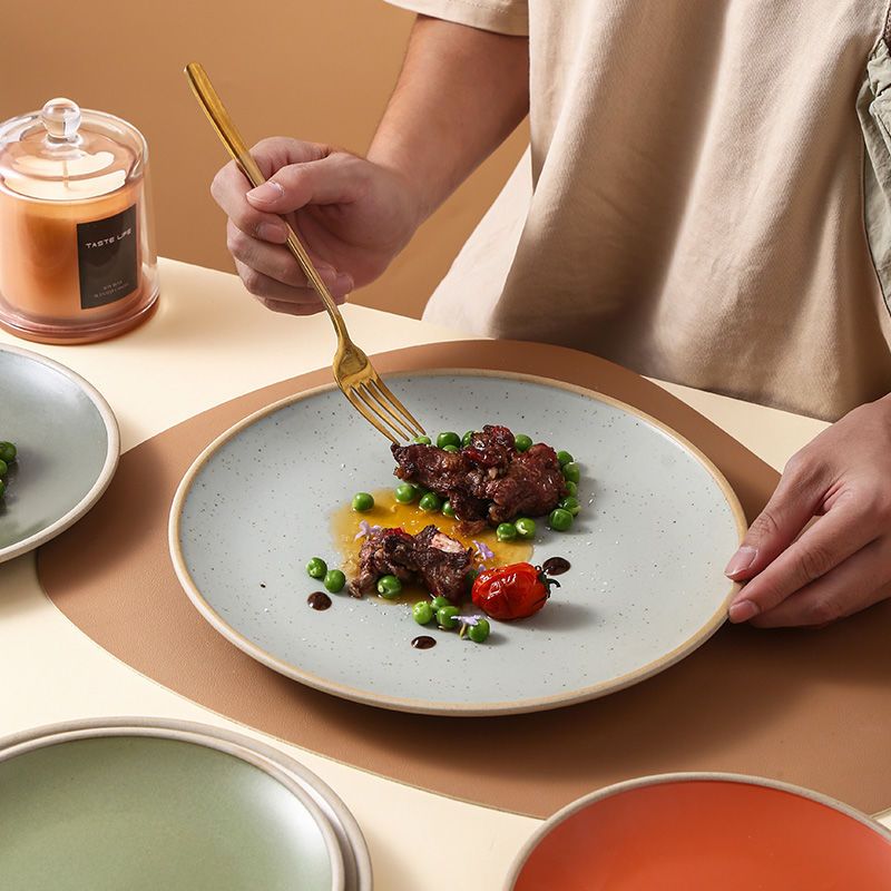 Cerelith Simple Minimalist Style Ceramic Flat Plate for Steak Pasta Flat Plate Fruit Plate