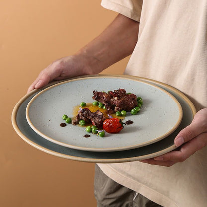 Cerelith Simple Minimalist Style Ceramic Flat Plate for Steak Pasta Flat Plate Fruit Plate