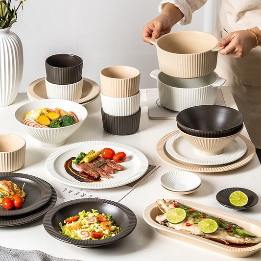 Cerelith Mocha Dinnerware Sets Underglaze Ceramic Tableware Set, Dish Set for Household New Home