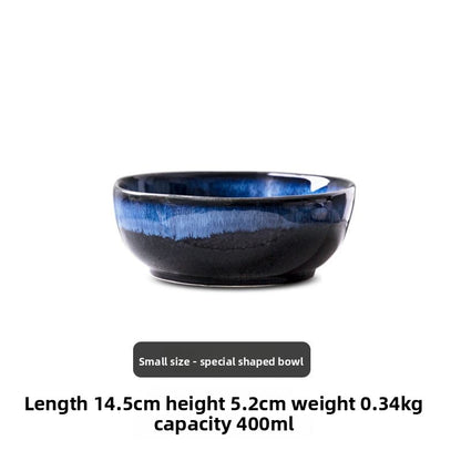 Cerelith Navy Blue Kiln Change Ceramic Tableware Salad Bowl Fruit Bowl Sweet Bowl Special Shape