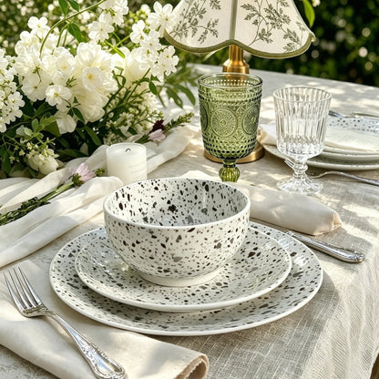 Cerelith 12 Piece Speckled Terrazzo Dinnerware Set For 4