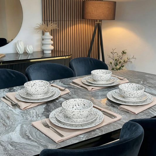 Cerelith 12 Piece Speckled Terrazzo Dinnerware Set For 4