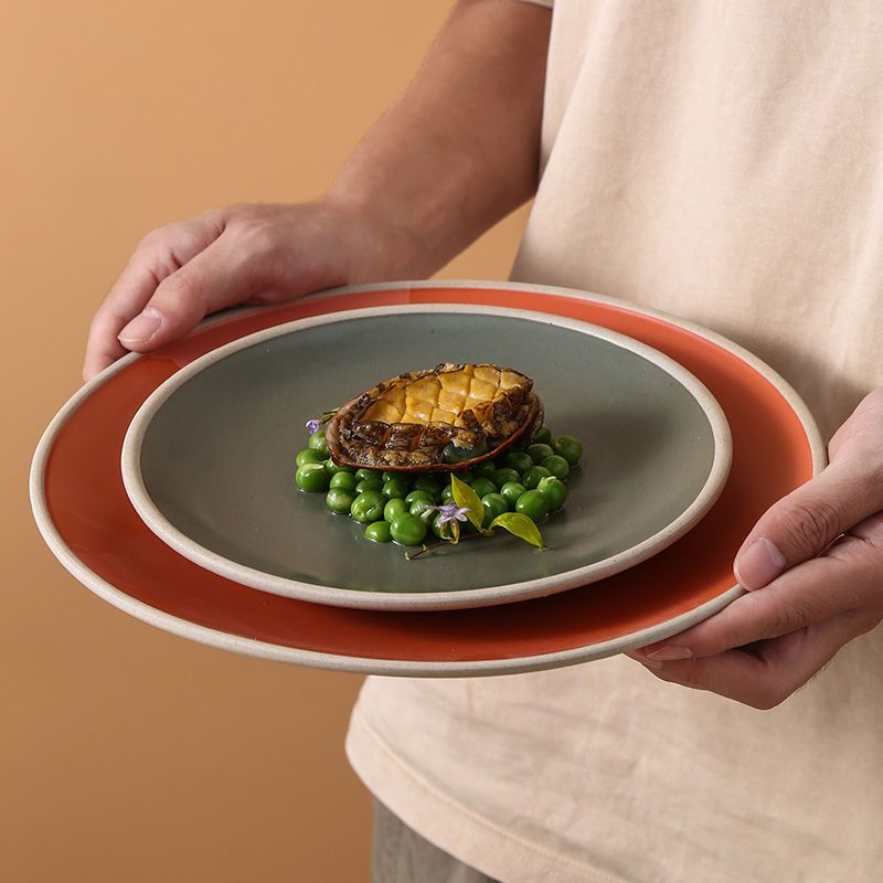Cerelith Simple Minimalist Style Ceramic Flat Plate for Steak Pasta Flat Plate Fruit Plate