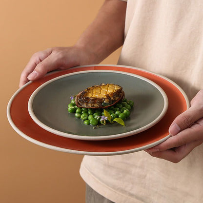 Cerelith Simple Minimalist Style Ceramic Flat Plate for Steak Pasta Flat Plate Fruit Plate