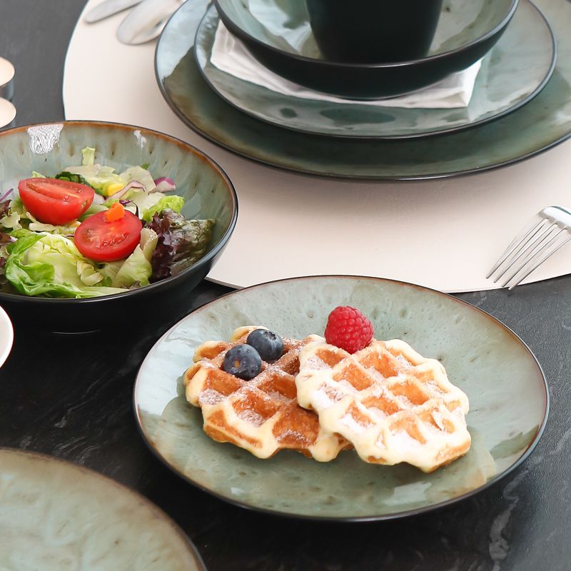 Cerelith Green Kiln-transformed Ceramic Dinnerware Dishes Set