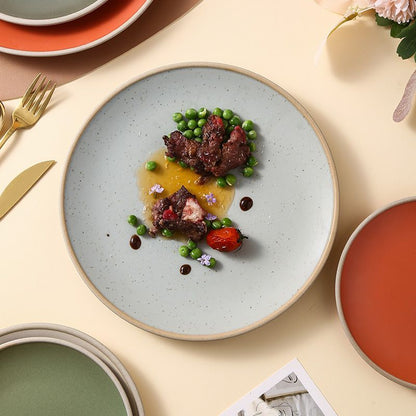 Cerelith Simple Minimalist Style Ceramic Flat Plate for Steak Pasta Flat Plate Fruit Plate