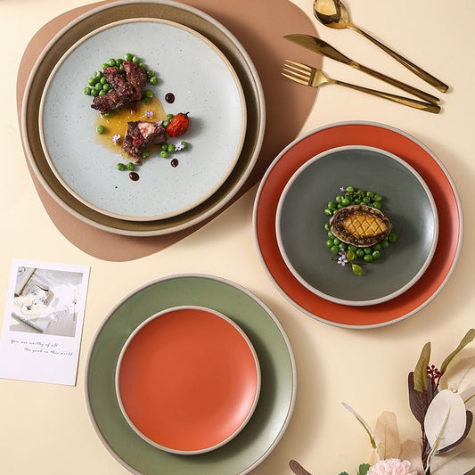 Cerelith Simple Minimalist Style Ceramic Flat Plate for Steak Pasta Flat Plate Fruit Plate