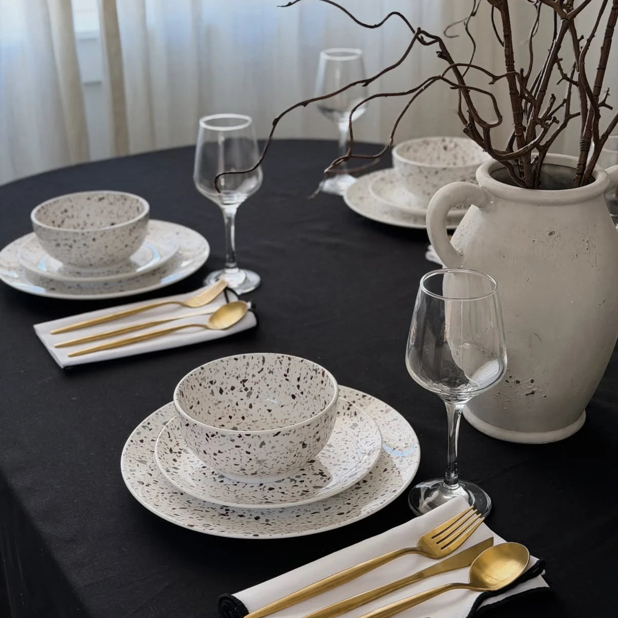 Cerelith 12 Piece Terrazzo Lumen Dinnerware Set For 4