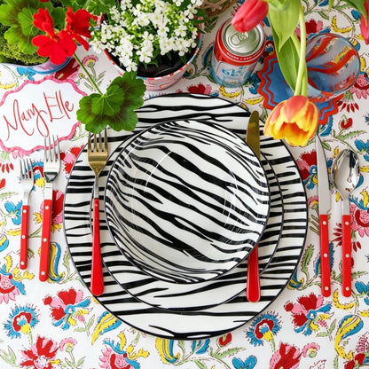 Cerelith 12 Piece Zebra Noir Bold Dinnerware Set For 4