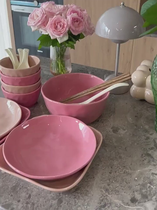 Cerelith Ice Berry Pink Plates and Bowls Sets Dishes and Dishes Set